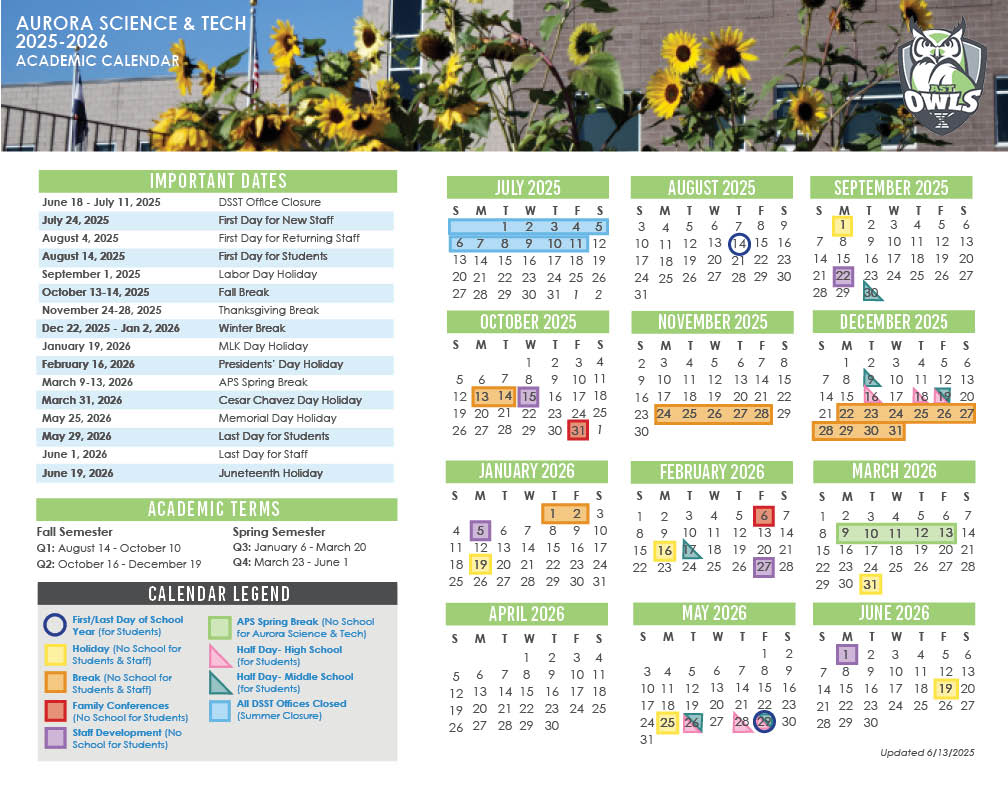 AST Calendar 2025-26 for Families