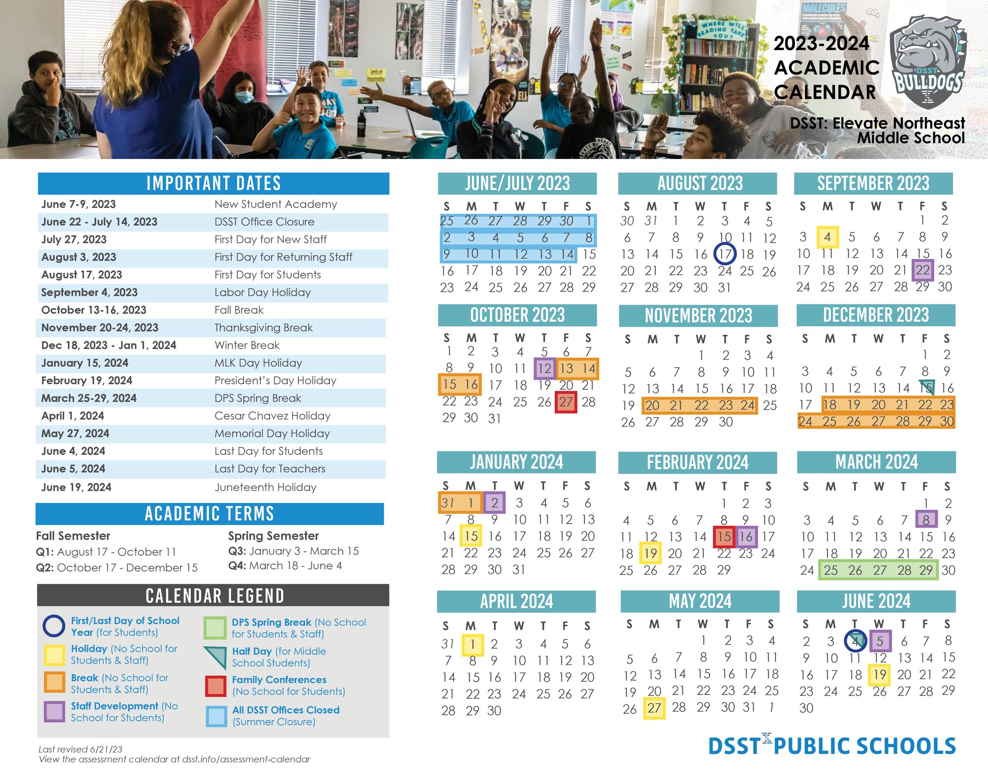 Elevate MS Calendar 23-24 English and Spanish 6.21.23