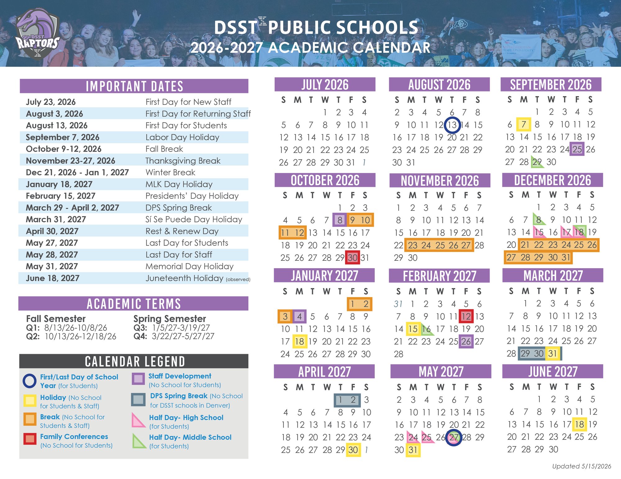 GVR Academic Calendar 2026-27 updated 5.15.26